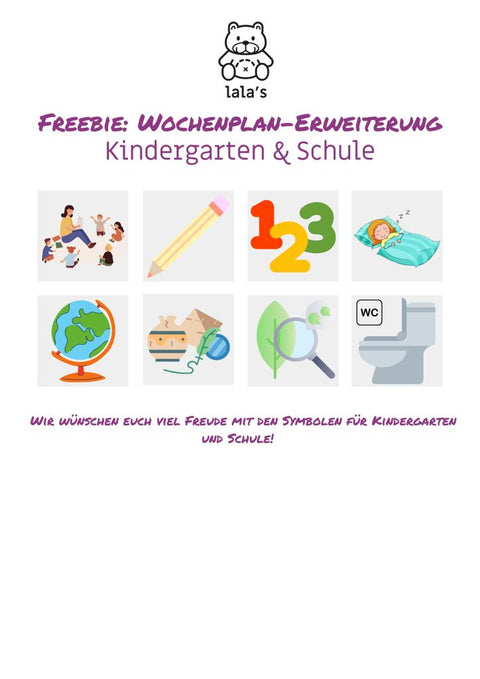 PDF: Freebie Wochenplan-Erweiterung Kindergarten & Schule