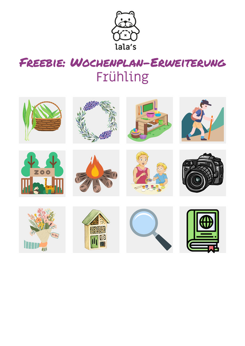 PDF: Freebie Wochenplan-Erweiterung Frühling